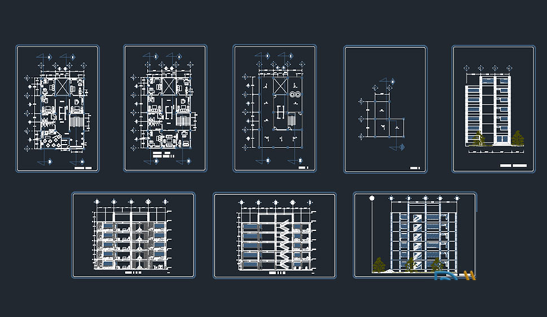 دانلود فایل پروژه اتوکد ساختمان اداری معماری DWG | Office Building Architectural Project برای AutoCAD